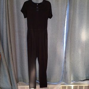Topshop Black Short Sleeve Jumpsuit